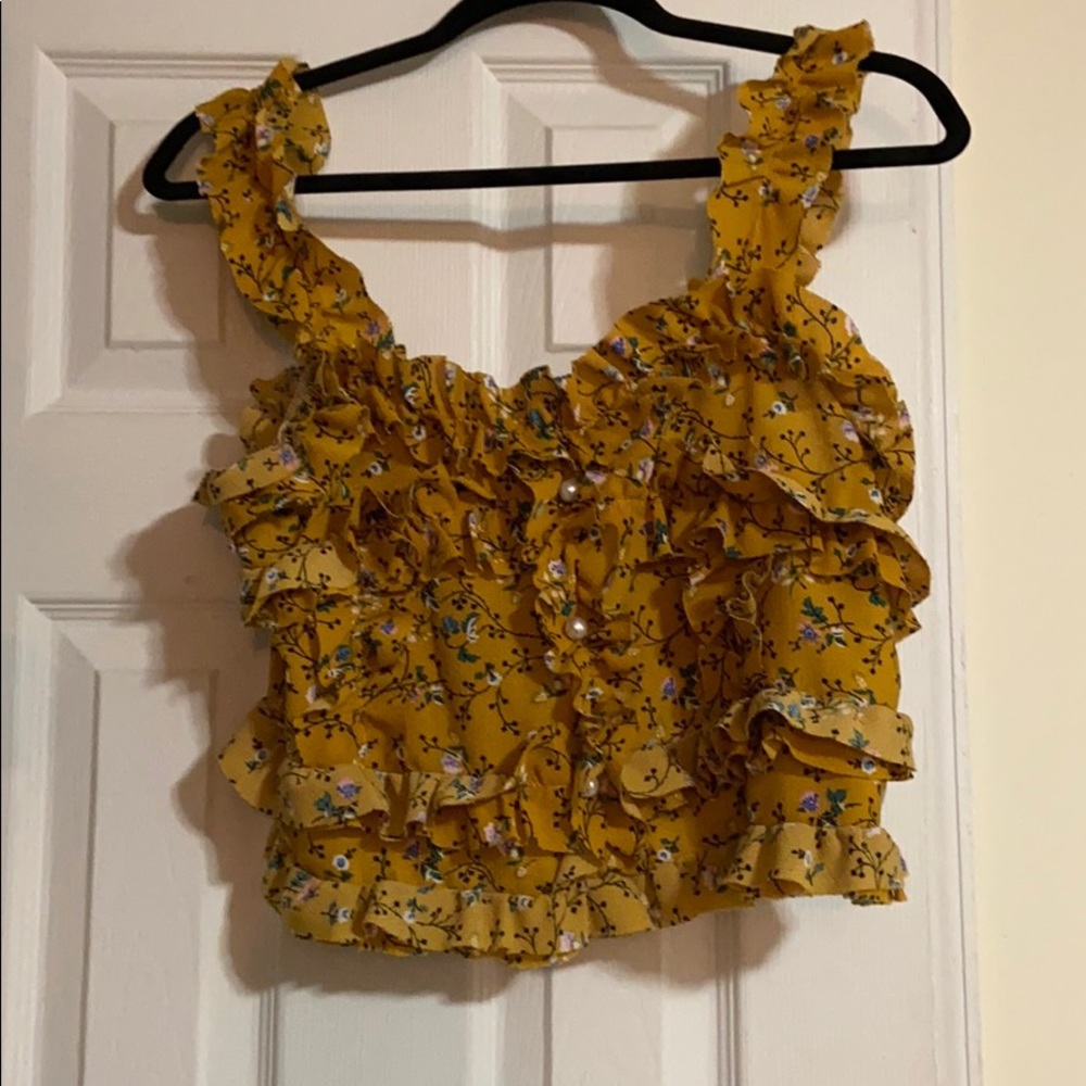 SOLD Storets mustard yellow floral top